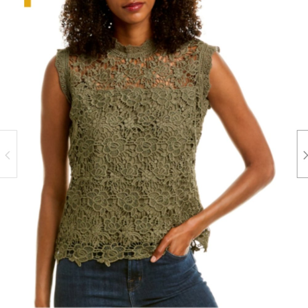 NANETTE Lepore Lace Mock Neck Women's Tank Olive